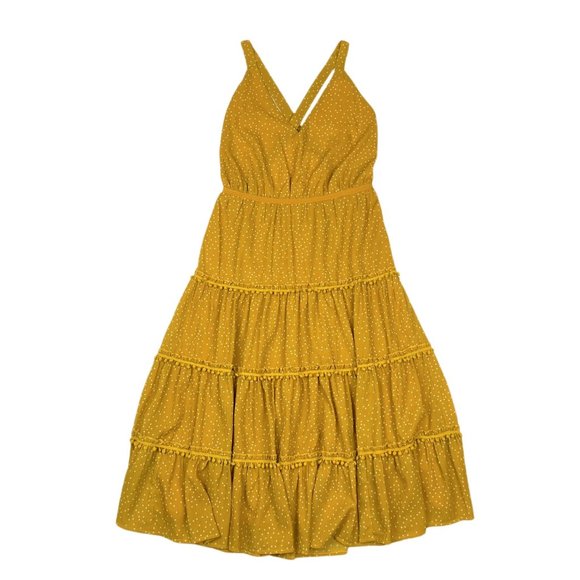 TWO SISTERS Mustard Polka Dot Midi Summer Dress - Picture 8 of 8